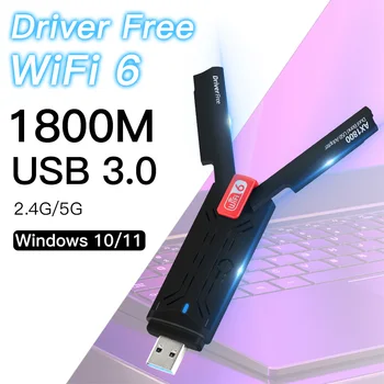 1800 Мбит/с WiFi 6 Двухдиапазонный 2,4 ГГц/5 ГГц Беспроводной USB Сетевой WiFi Карта Mini USB 3,0 Адаптер Dongle 802.11ac Приемник Для ПК Win 10