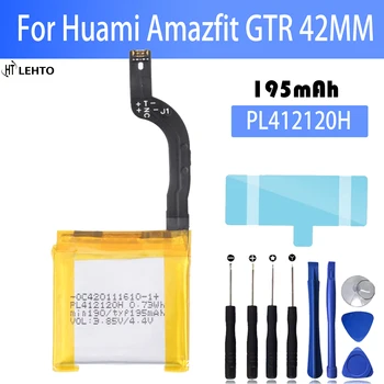 100% Оригинальный аккумулятор для Huami Amazfit GTR 42 мм 195 мАч PL412120H Замена аккумулятора