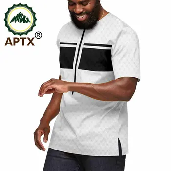 APTX Африканская одежда, мужская футболка ручной работы с короткими рукавами и разрезом сбоку, Повседневное летнее Поло Из полиэстера A2312001