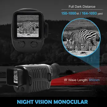 1080p Бинокулярная камера ночного видения Инфракрасная Монокулярная камера ночного видения На открытом воздухе 10 Языков 5-кратный цифровой зум Для воспроизведения фото и видео