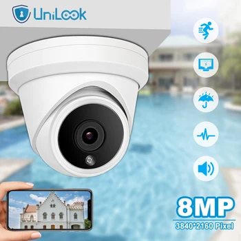 UniLook 8-мегапиксельная IP-камера с Турелью POE, Встроенный Микрофон, Камера Видеонаблюдения, Совместимая с Hikvision На Открытом Воздухе, IP66 H.265 Ночного видения
