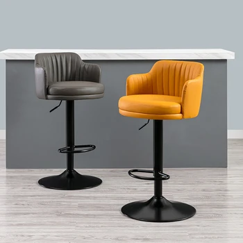 Регулируемый по высоте барный стул, Вращающийся Современный Высокий Табурет, Роскошные барные стулья из искусственной кожи для гостиной, Кухонный обеденный стул, Барная мебель