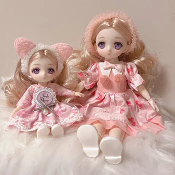 2 куклы BJD 16 см и 30 см, милые куклы для девочек, подарок для детей, Подвижные совместные куклы, подарок на День рождения, домашние игры, подарки для детей