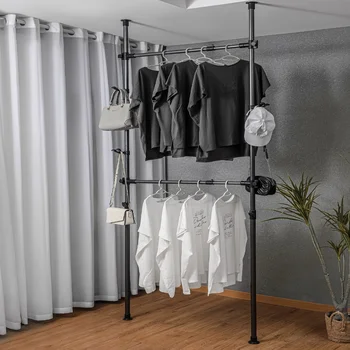 SUGIFT Регулируемая Вешалка для одежды Система вешалок для одежды Для шкафа-органайзера Черная вешалка для шкафа Размеры 86,6 