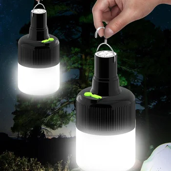 Портативная светодиодная лампа для кемпинга с крючком, перезаряжаемая через USB, Подвесная Аварийная ночная лампа для кемпинга, светильники для внутреннего дворика на открытом воздухе