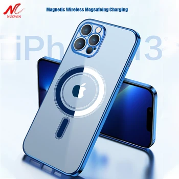 Роскошный позолоченный магнитный чехол для телефона Magsafing для iPhone 12 Pro Max 13 Mini, прозрачный силиконовый чехол для iPhone 11 Pro Max