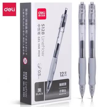 12 шт./лот Deli S128 Быстросохнущая Гелевая ручка 0,5 мм для подписи Школьные Офисные Письменные принадлежности