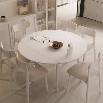 Дизайнерский Складной Обеденный стол С возможностью расширения, Белый Элегантный Обеденный стол в скандинавском Стиле, Промышленная Роскошная Кухонная Мебель Mesa Comedor