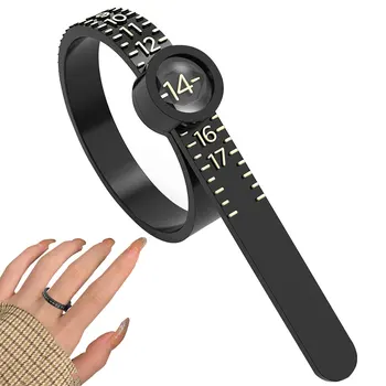 Линейка для определения размера колец размером 1-17 мм, инструмент для измерения размеров пальцев с увеличенным окошком, ювелирные инструменты для измерения колец.