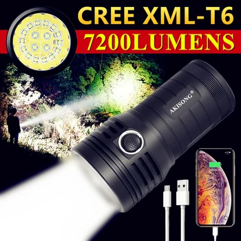 CREE XML-T6 Высокая мощность для Кемпинга на открытом воздухе, зарядка через USB, 3-18 светодиодный фонарик, Встроенный Охотничий мощный фонарь 18650, тактический фонарь