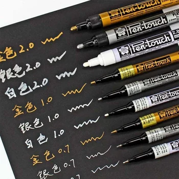 Перманентный маркер Металлические маркерные ручки Серебристо-золотая основа для стеклоткани CD Шины Стальные маркеры Ручка для рисования Kawaii Альбомные маркеры