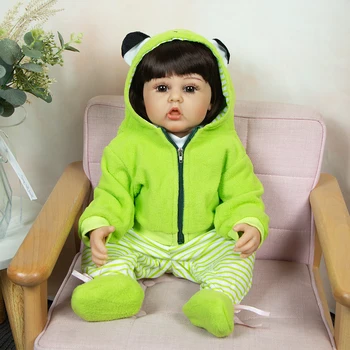 22 Дюйма 55 см, Силиконовые игрушки для тела Erin, Зеленая одежда Reborn, Куклы для новорожденных, куклы для детей в подарок на День рождения, игрушка