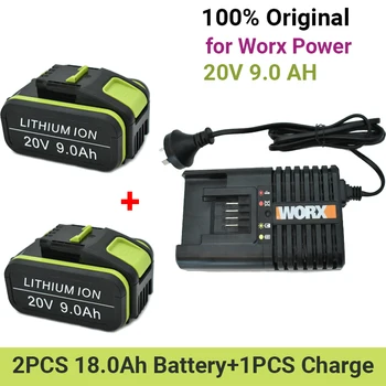 Замена перезаряжаемой литиевой батареи WORX 20V 9Ah для электроинструмента WA3551 WA3553 WX390 WX176 WX178 WX386 WX678 с зарядным устройством
