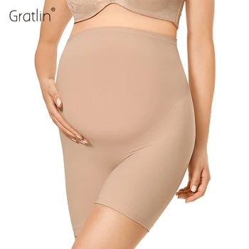 Корректирующее белье для беременных Gratlin, поддерживающее живот, Шорты с высокой талией Для беременных, Мягкое тонкое нижнее белье до середины бедра, облегающие брюки