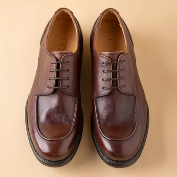 Мужская обувь в стиле дерби, британская социальная обувь, мужские элегантные мужские модельные туфли в стиле ретро, дышащая деловая мужская обувь на шнуровке