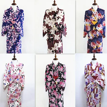 Японское кимоно, женское летнее хлопковое платье Юката в стиле ретро, вечернее длинное платье для путешествий, одежда для фотосъемки, костюм для косплея, комплект из 4 шт.