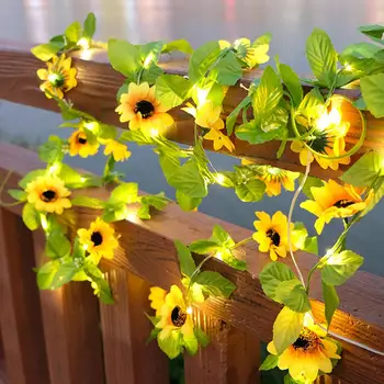 Светодиодный солнечный гирляндный светильник Sunflower 8 режимов Регулируемых сказочных гирлянд для украшения сада на открытом воздухе