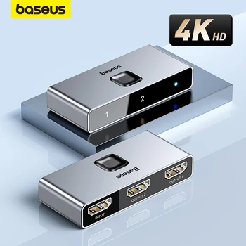 Baseus HDMI-совместимый коммутатор 4K 60Hz, Двухнаправленный Аудиоадаптер 1x2/2x1 HDR для PS4 TV Box, 4K HD HDMI-совместимый коммутатор