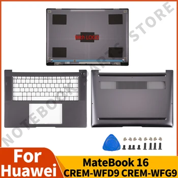 Запчасти Для ноутбука Huawei MateBook 16 CREM-WFD9 CREM-WFG9 ЖК-Задняя крышка Подставка для рук Нижний Корпус Металлическая Замена Серый