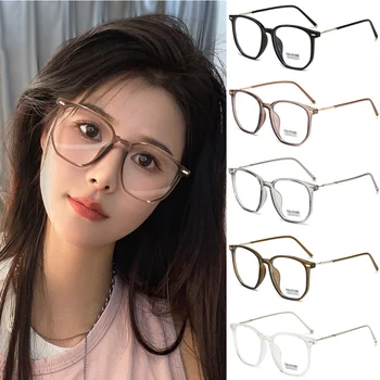 Ультралегкие очки с защитой от синего света для женщин в большой оправе и тонкой оправе для мужчин с прозрачными плоскими светлыми стеклами