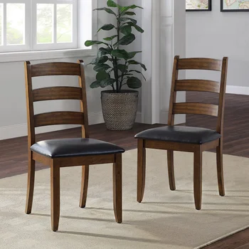 Обеденный стул Granary Modern Farmhouse с откидной спинкой, набор из 2 стульев, состаренный коричневый ясень
