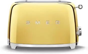 Эстетичный тостер в стиле ретро с 2 ломтиками (золотой)