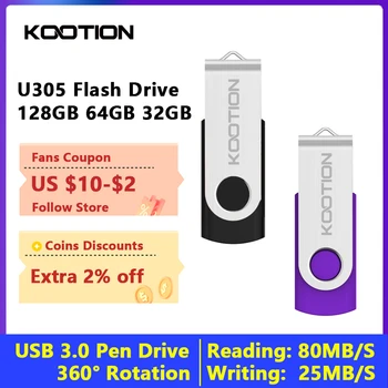 KOOTION U305 Флэш-накопитель USB 3.0 Флеш-накопители 128 ГБ 64 ГБ 32 Гб 16 ГБ Cle USB Memory Stick Высокоскоростной U-дисковый накопитель Бесплатная Доставка