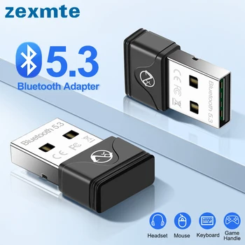 Адаптер Zexmte Bluetooth 5.3 USB Bluetooth 5.1 5.0 Dongle для ПК Динамик Беспроводная мышь Клавиатура Музыкальный аудиоприемник adaptador