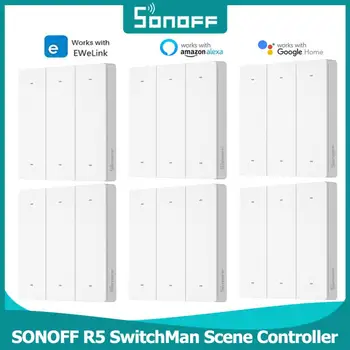 SONOFF SwitchMan R5 Контроллер сцены с батареей, 6 клавиш Без подключения eWeLink-Пульт дистанционного управления Работает SONOFF M5/MINIR3 Умный Дом