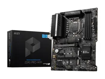 Материнская плата LGA 1200 MSI Z590 PRO WIFI оснащена слотом для набора микросхем Intel Z590 LGA 1200 11-го поколения 4 × DDR4 128 ГБ PCI-E 4.0 3 × M.2 ATX