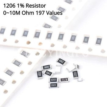100 шт./лот 1206 0 Ом ~ 10 М Ом SMD Резистор 1% 1/4 Вт Чип для поверхностного монтажа ROHS 0R ~ 10MR 0,1R/1R/4R7/47R/10R/1K/10K/1M/47K/1r69/4K64