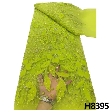 Роскошная африканская ткань с 3D цветочной вышивкой, Кружево 2023, Новейшая Блестящая Кружевная ткань из французского Тюля для свадебного вечернего платья