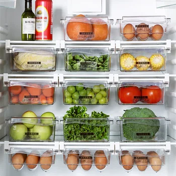 Свободно выдвигающийся Органайзер Для ящиков Холодильник, Коробка для холодильника, Выдвижной Ящик для хранения, Органайзер для холодильника