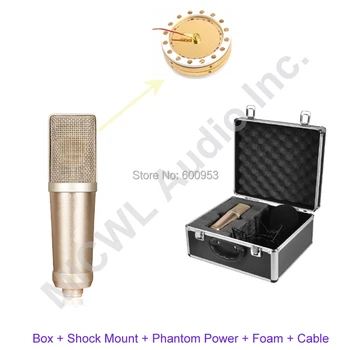 Студийный конденсаторный Кардиоидный микрофон AK47 с большой диафрагмой Микрофон для записи с коробкой Амортизаторы Кабель Фантомного питания Пена