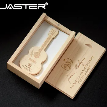 Гитара JASTER USB Флэш-накопитель 128 ГБ Деревянная коробка Memory Stick Креативные свадебные подарки Флеш-накопитель 64 ГБ Бесплатный пользовательский логотип U Диск 32 ГБ