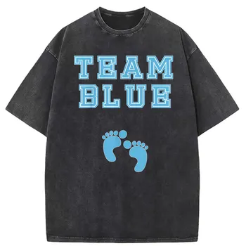 Team Blue Boy Baby Shower Гендерные Футболки 2023, Лидер Продаж, Футболки для Фитнеса, Мужские Летние Осенние Толстовки с длинным рукавом, Забавная Футболка