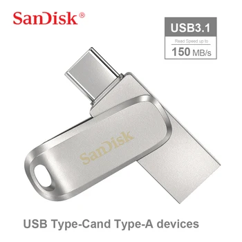Флэш-диск SanDisk USB 3.1 Type-C 32 ГБ 64 ГБ 128 ГБ 256 Г-универсальный флэш-накопитель 2 в 1 для устройств USB Type-C и Type-A.