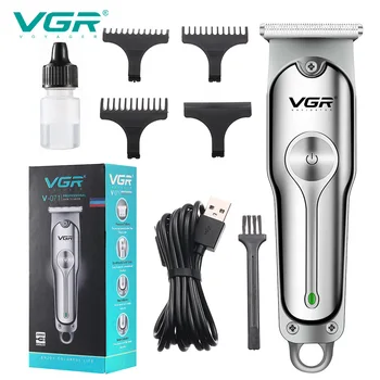 VGR Триммер Для волос V-071 USB Перезаряжаемая Машинка Для Стрижки Волос Масляная Машинка Для Стрижки Головы, Толкающая Белая МИНИ-Машинка Для Стрижки Волос, Металлический Корпус