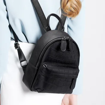 Новый Женский Модный Повседневный рюкзак из натуральной кожи Большой Емкости, Простая свежая школьная сумка