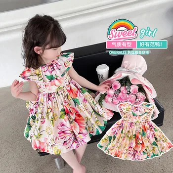 Новое поступление 2023 года, платье для девочек с цветочным узором в ярком девичьем стиле