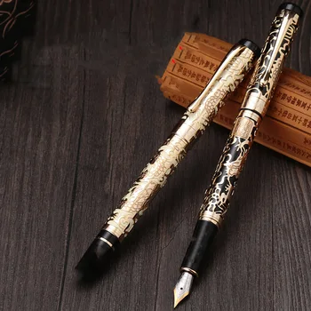 роскошная металлическая авторучка JinHao 5000 Dragon с рельефным вырезом, ручка для каллиграфии Gloden, деловые офисные школьные принадлежности