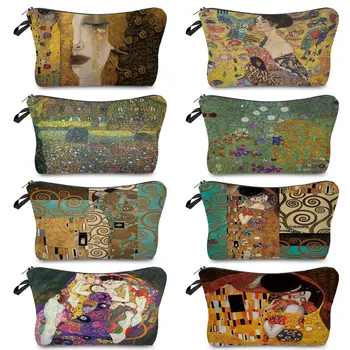 Модная Женская косметичка Gustav Klimt, Повседневные сумки для макияжа, Настраиваемая картина маслом, Дорожная сумка для туалетных принадлежностей с принтом слез, Женская