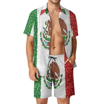 Мужской пляжный костюм с мексиканским флагом, милый комплект из 2 предметов, координаты высокого качества, размер Eur