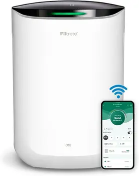 Очиститель воздуха и монитор качества воздуха Для средних помещений площадью до 150 кв. футов, с поддержкой Alexa, Простая настройка Wi-Fi, Настоящий HEPA-фильтр для всех