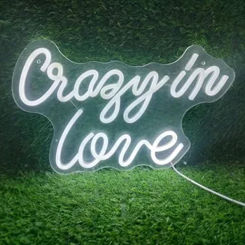 Crazy in Love, USB Неоновая вывеска, декор, Светодиодная подсветка для предложения, Свадебная вечеринка, Художественные фоны на стенах, Гибкие неоновые надписи, подарок для девушки