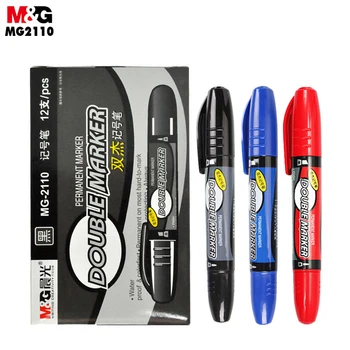 Двойной маркер M & G. (12 шт./коробка) Ручка для компакт-дисков, ручка с большой головкой, промасленная крупная ручка для логистики, ручка для популярной рекламы. Канцелярские принадлежности MG2110