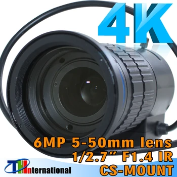 Объектив CS 6MP 5-50 мм 1/2.7 в F1.4 с ручным зумом и автоматической диафрагмой, объектив для видеонаблюдения с автоматической диафрагмой для дорожной промышленной камеры