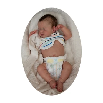 Спящая новорожденная девочка с закрытыми глазами, Новорожденная девочка с белой кожей ручной работы в джемпере-Винил для коллекционеров