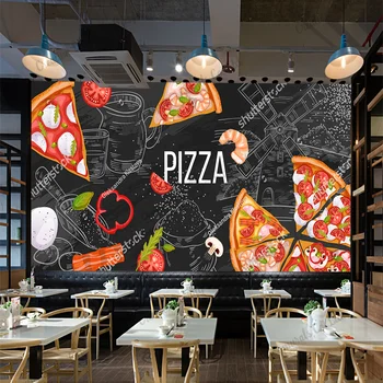 Изготовленная на заказ Настенная роспись для Пиццы на Доске, Промышленный Декор, Обои для ресторана быстрого питания, Закусочная, Фоновые обои Papel De Parede
