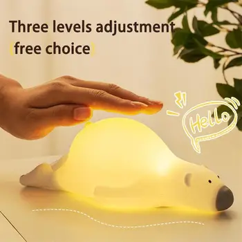 Милый Медведь Силиконовый Ночник, 3 уровня Атмосферы, настольная лампа для Детей, Прикроватный декор для детской Спальни